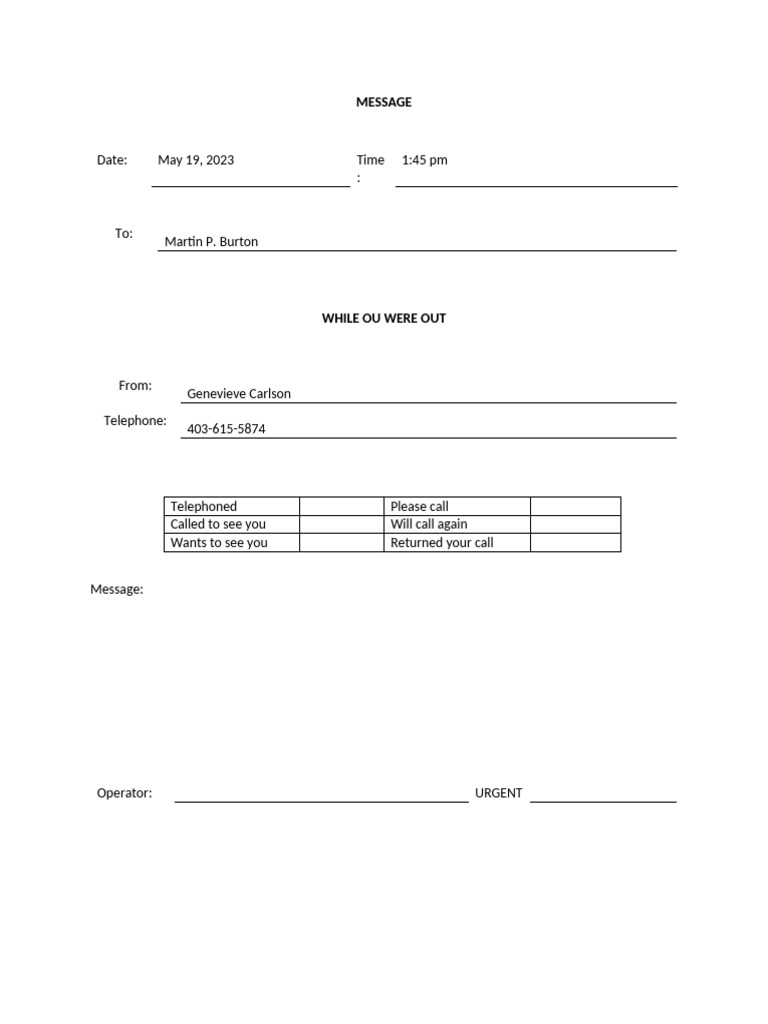 Message Template | PDF