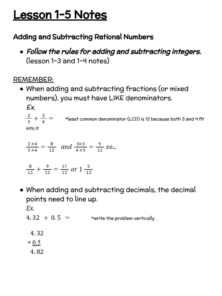 7F Lesson 1-5 Notes | PDF