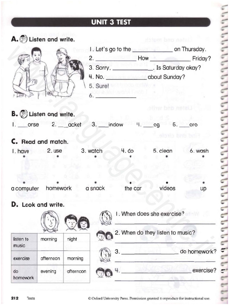 English Time 3 Test - Unit3 | PDF