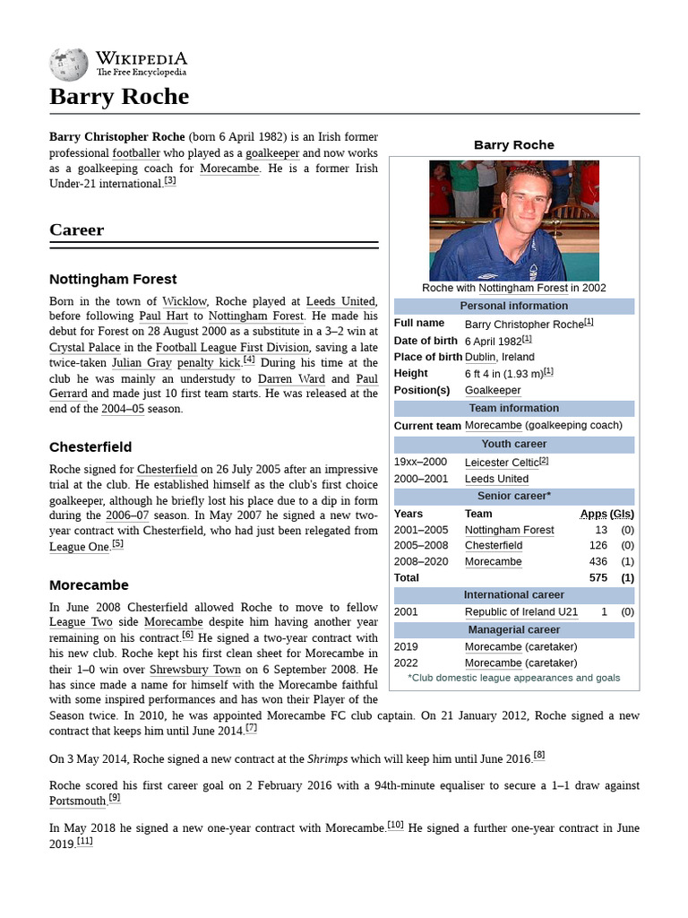 Barry_Roche | PDF | English Football Club Statistics | English Football ...