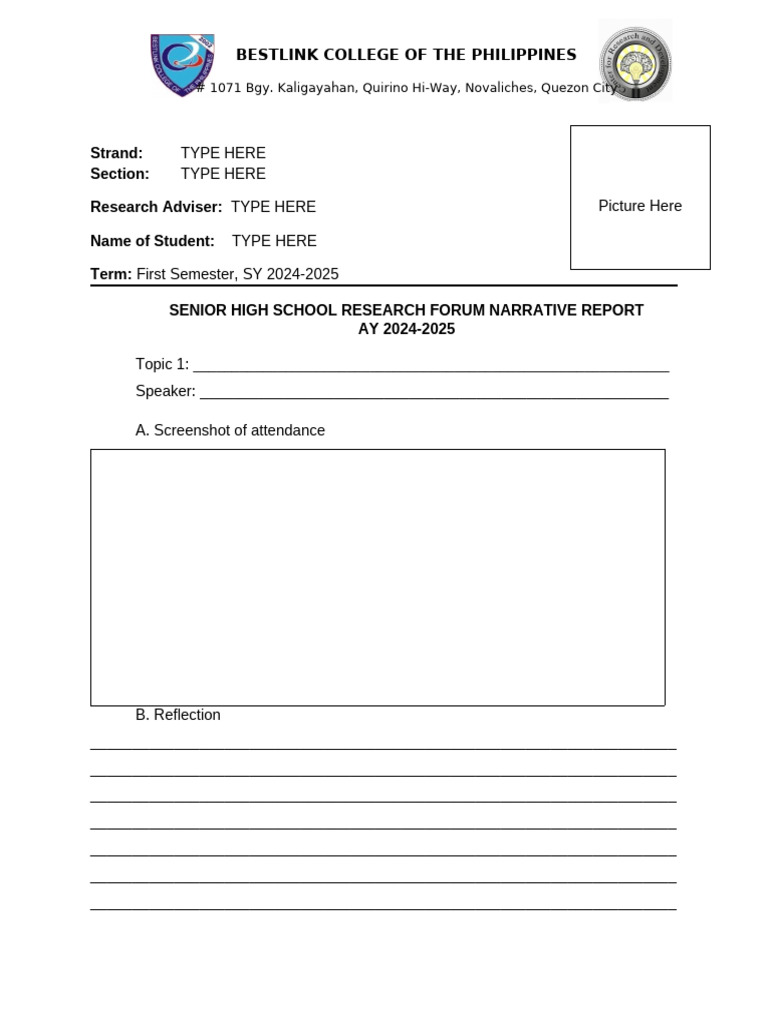 SHS Research Forum 2024 Narrative Report Template v2 | PDF