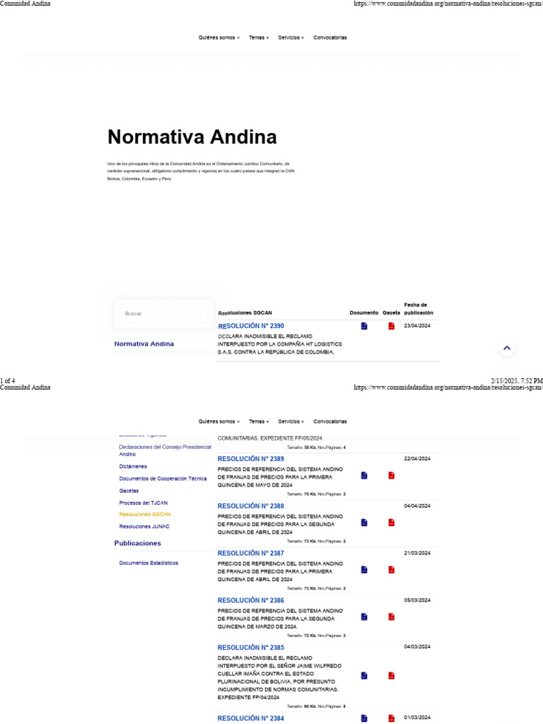 RESOLICIONES CAN COL ECU PER BOL 7c | PDF | Comunidad andina | América ...