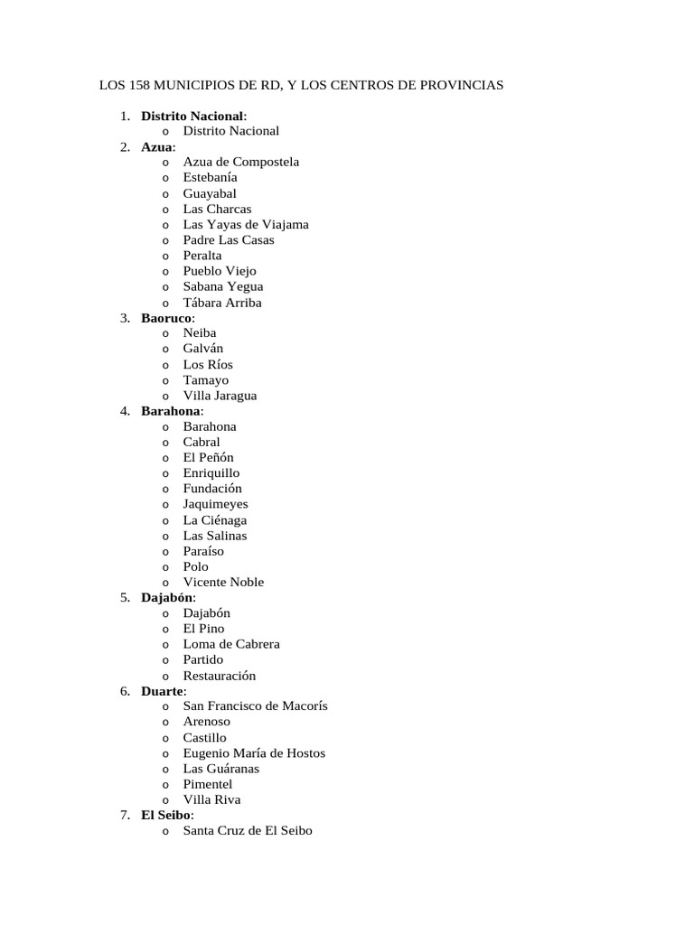 158 Municipios de RD | PDF | República Dominicana, image size:768x1024