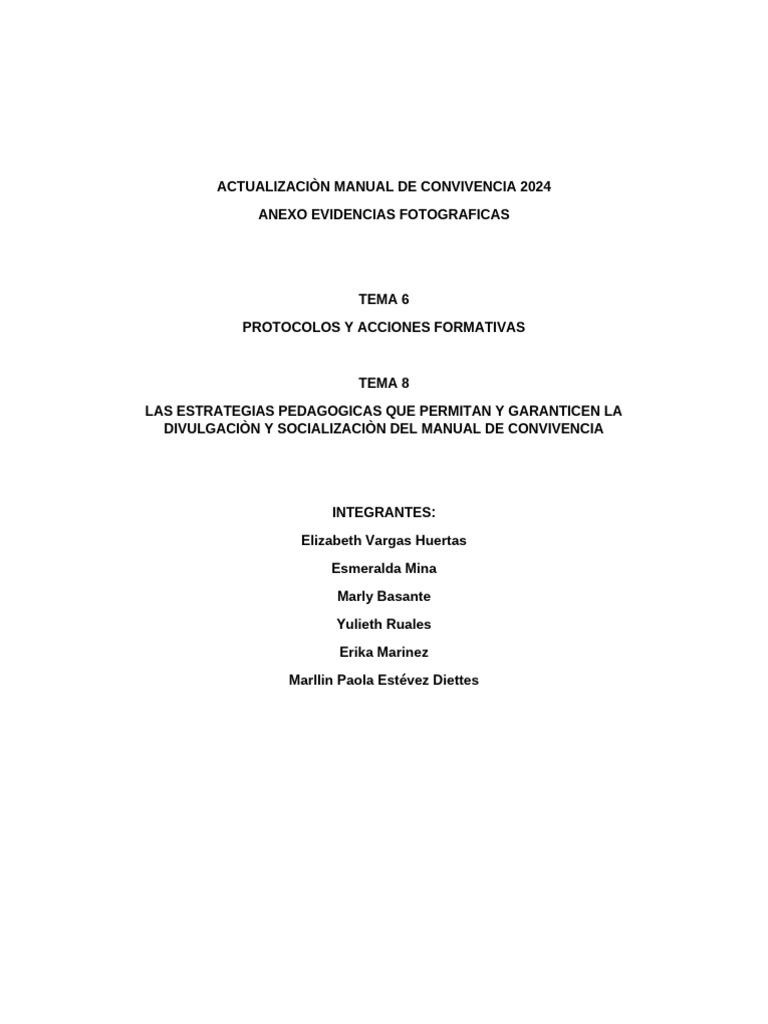 Protocolo de Convivencia Escolar 2024 | PDF | Enseñando | Aprendizaje