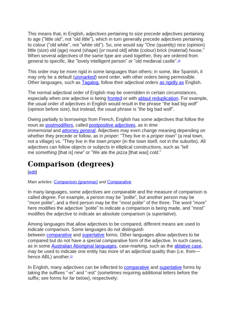 Adjective 1 Pdf Adjective Language Families