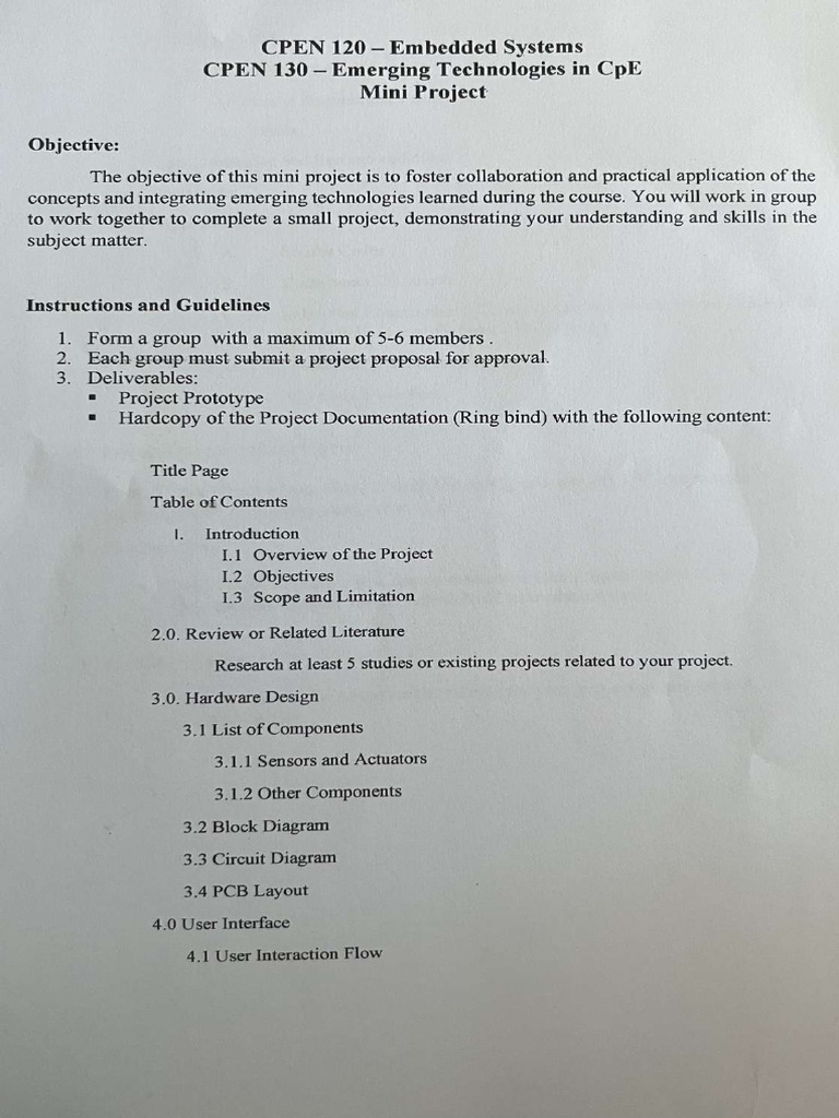 CPEN 120 130 Mini Project | PDF