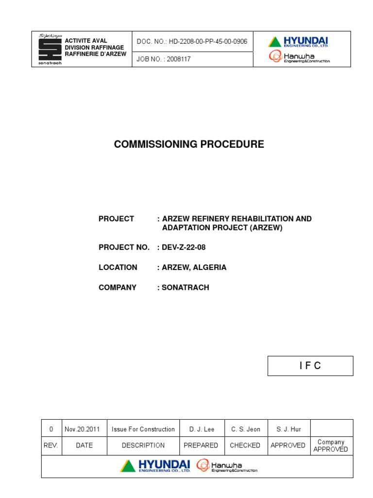 Arzew Refinery Commissioning Procedure | PDF | General Contractor | Valve
