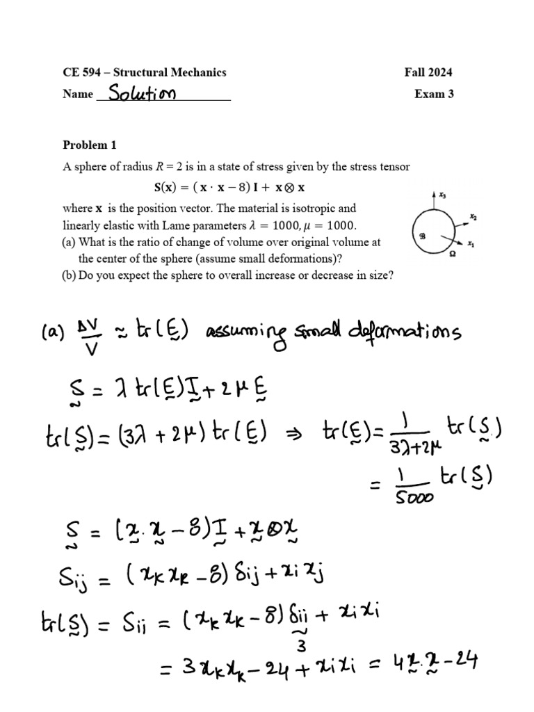 Structural Mechanics Exam 3 Solutions | PDF | Stress (Mechanics ...