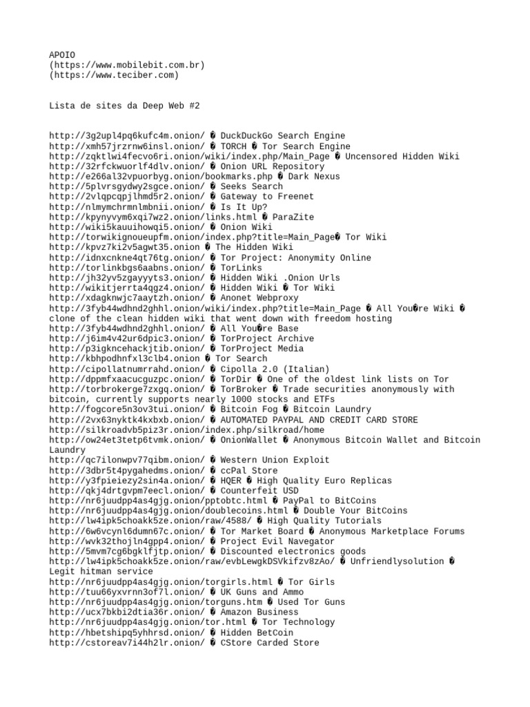 Lista de Sites Da Deep Web #2 | PDF | Computer Mediated Communication |  Internet Ethics