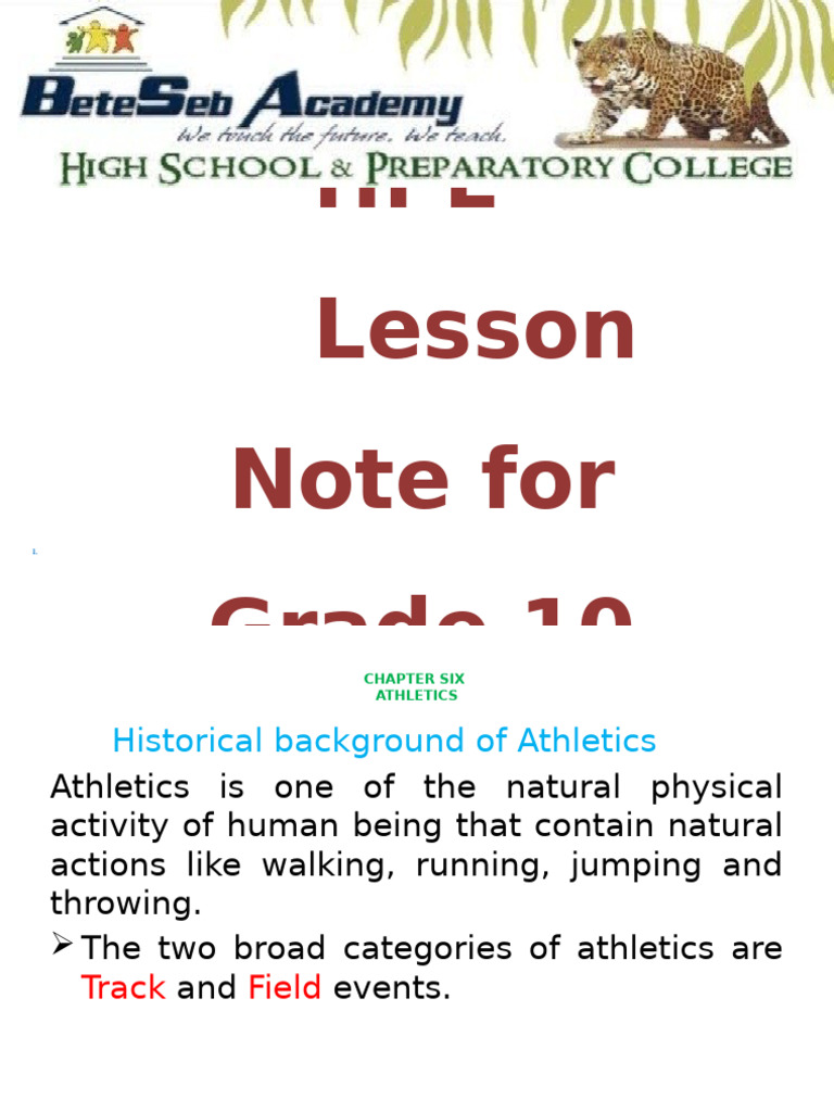 Grade 10 Athletics Lesson Overview | PDF | Track And Field | Sport Of ...