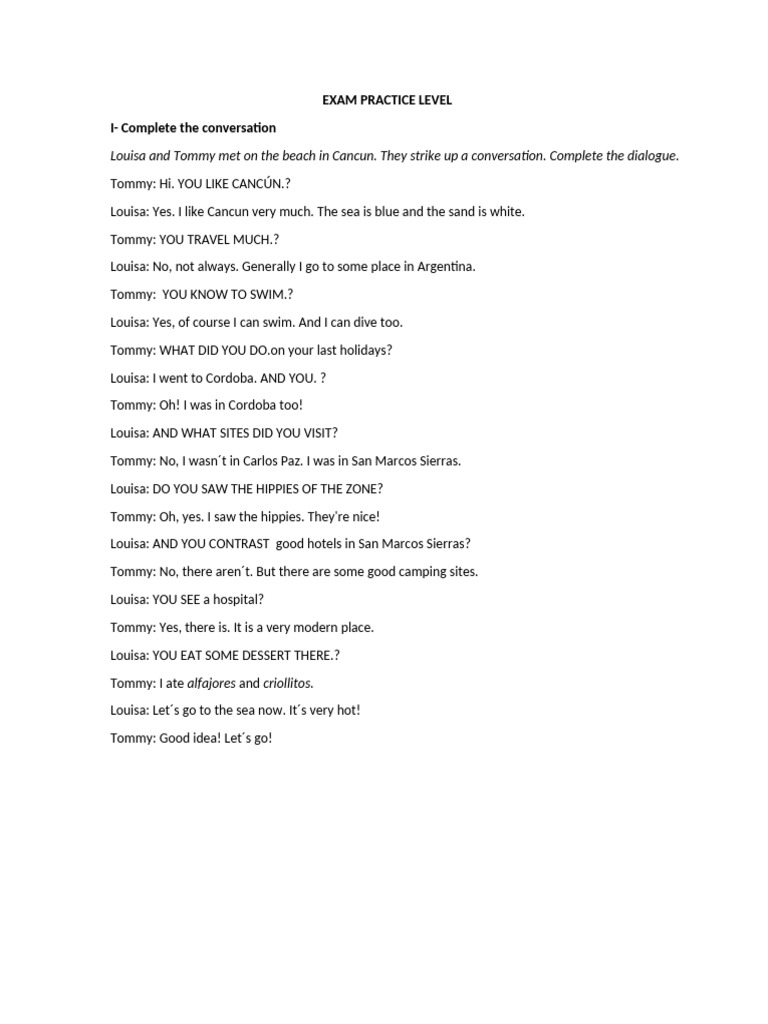 Conversation and Language Practice Exercises | PDF | Leonardo Da Vinci