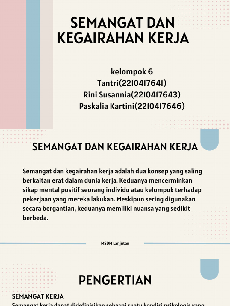 Semangat Dan Kegairahan Kerja Pdf