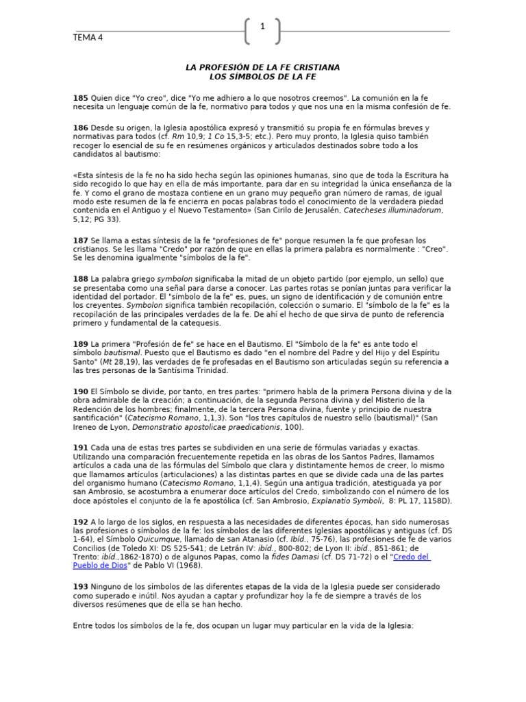 Símbolos de la Fe Cristiana | PDF | Credo | Iglesia Católica