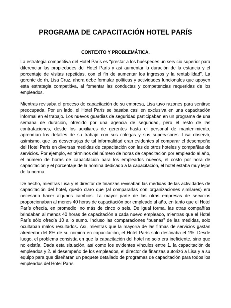 Programa de Capacitación para Un Hotel | PDF | Hotel