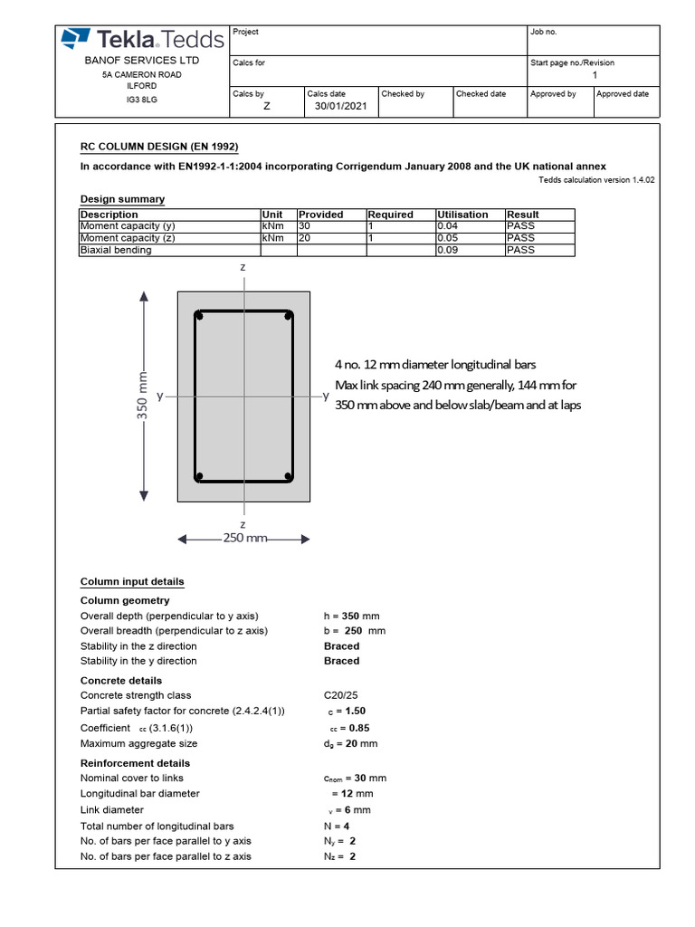 RC Column Design (EN1992) | PDF | Buckling | Deformation (Engineering)