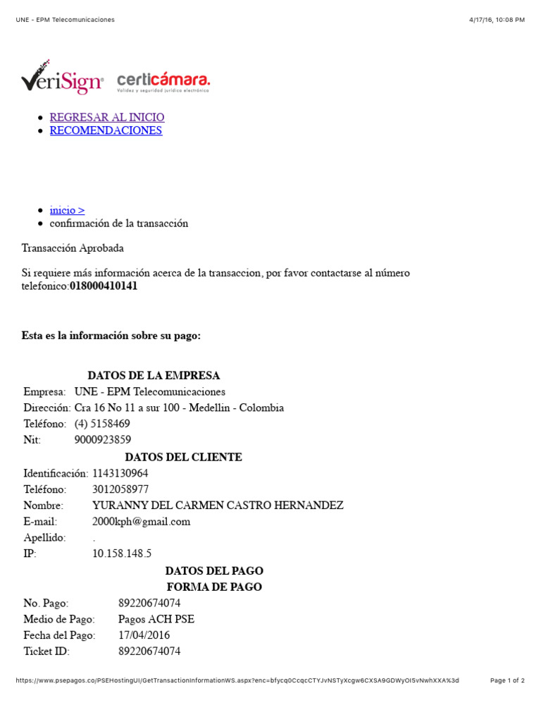 UNE - EPM Telecomunicaciones | PDF