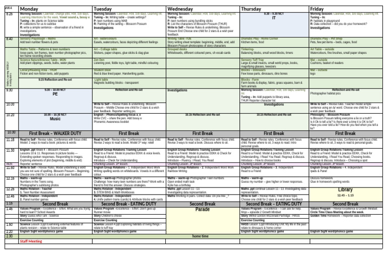 Year+One+Term+1+Week+4+Timetable | PDF | English Language