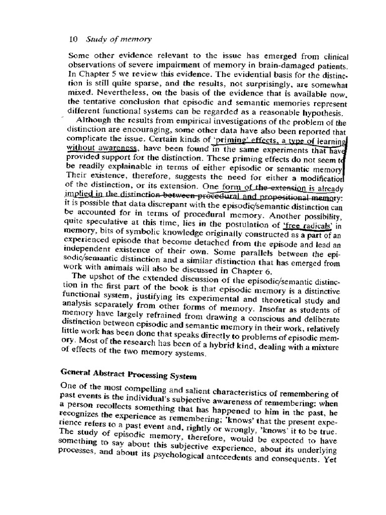 Distinction Between Episodic and Semantic Memory | PDF | Recall (Memory ...