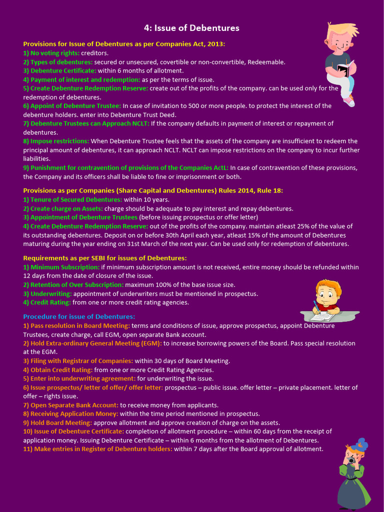 Provisions for Issuing Debentures | PDF | Debenture | Interest