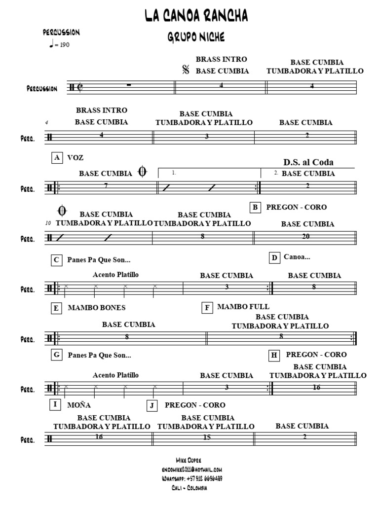 La Canoa Rancha - Grupo Niche - Guia de Percussion | PDF
