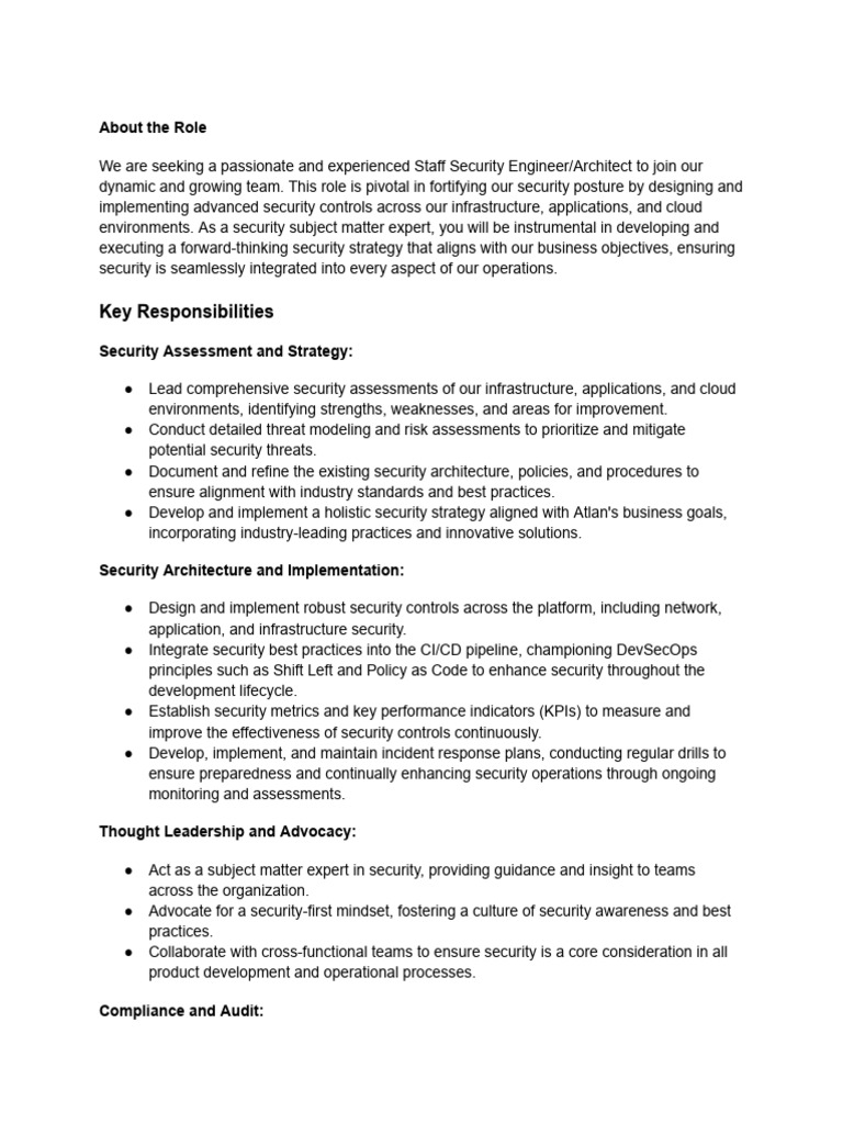 Atlan - Staff Engineer - AppSecurity | PDF | Computer Security | Security