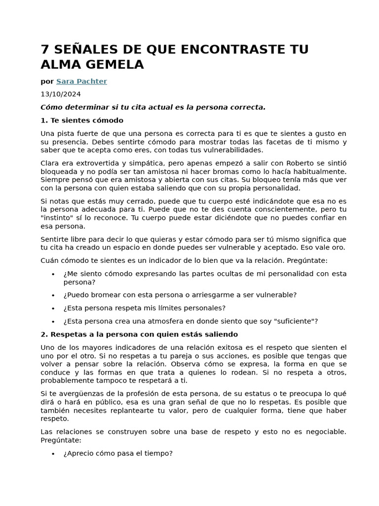 7 Señales de Que Encontraste Tu Alma Gemela | PDF | Amor | Alma gemela