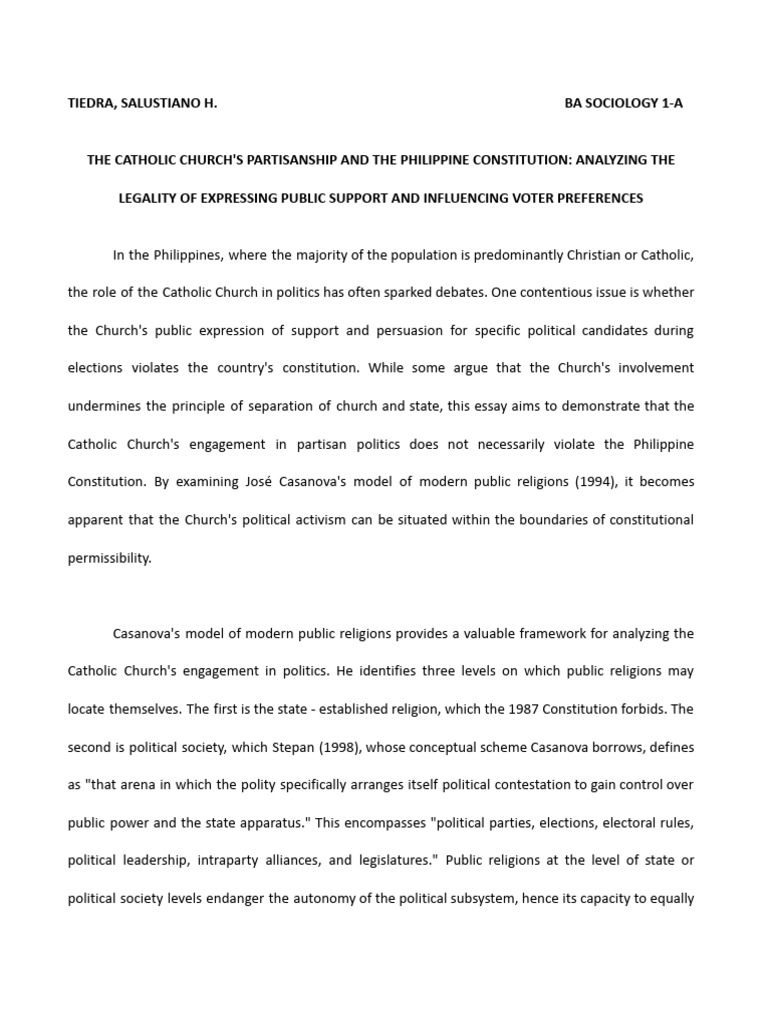 Catholic Church's Role in Philippine Politics | PDF | Civil Society ...