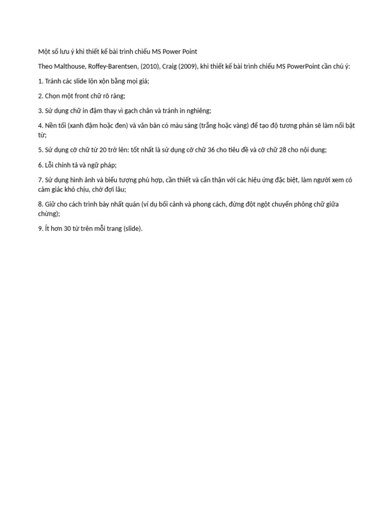 Một Số Lưu ý Khi Thiết Kế Bài Trình Chiếu MS Power Point | PDF