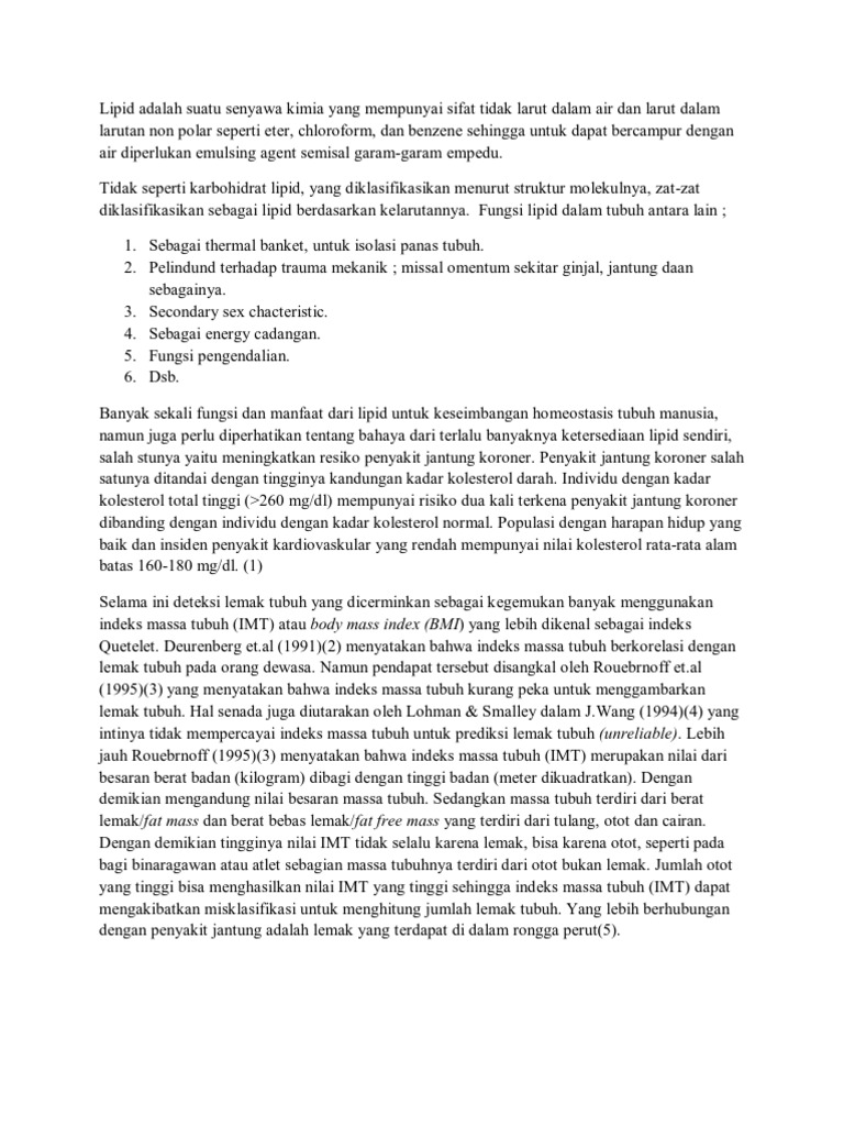 Lipid Adalah Suatu Senyawa Kimia Yang Mempunyai Sifat