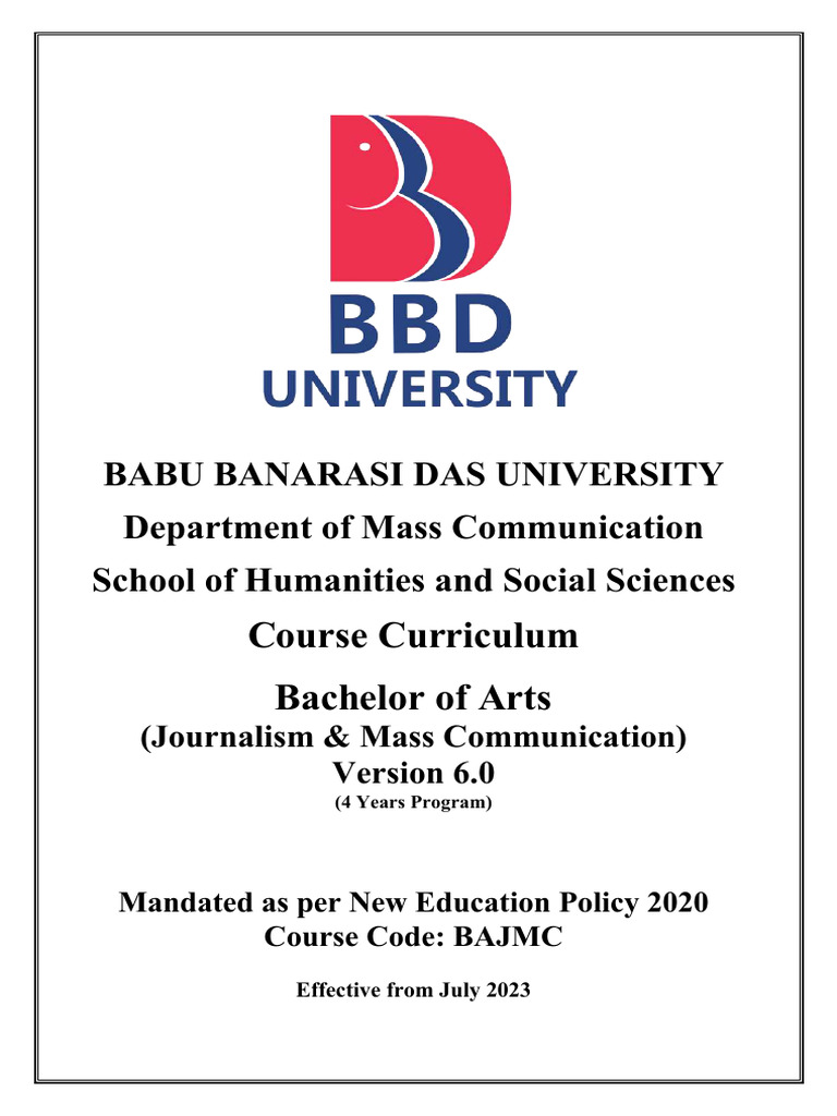 BBDU BA Journalism Curriculum 2023 | PDF | Massive Open Online Course ...