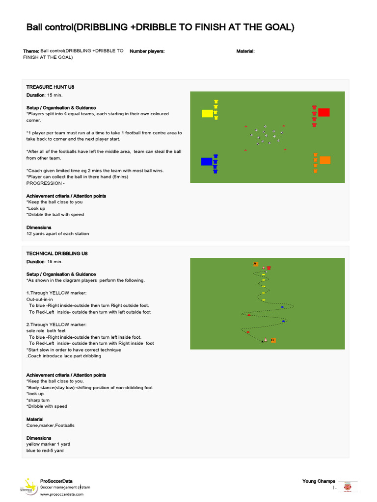 U8 Ball Control (DRIBBLING +DRIBBLE TO FINISH AT THE GOAL) | PDF ...