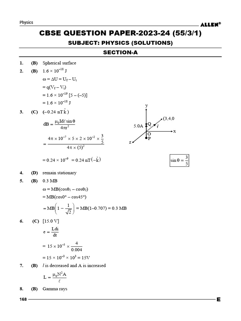 CBSE Physics Solutions 2023-24 | PDF | Electrical Resistivity And ...