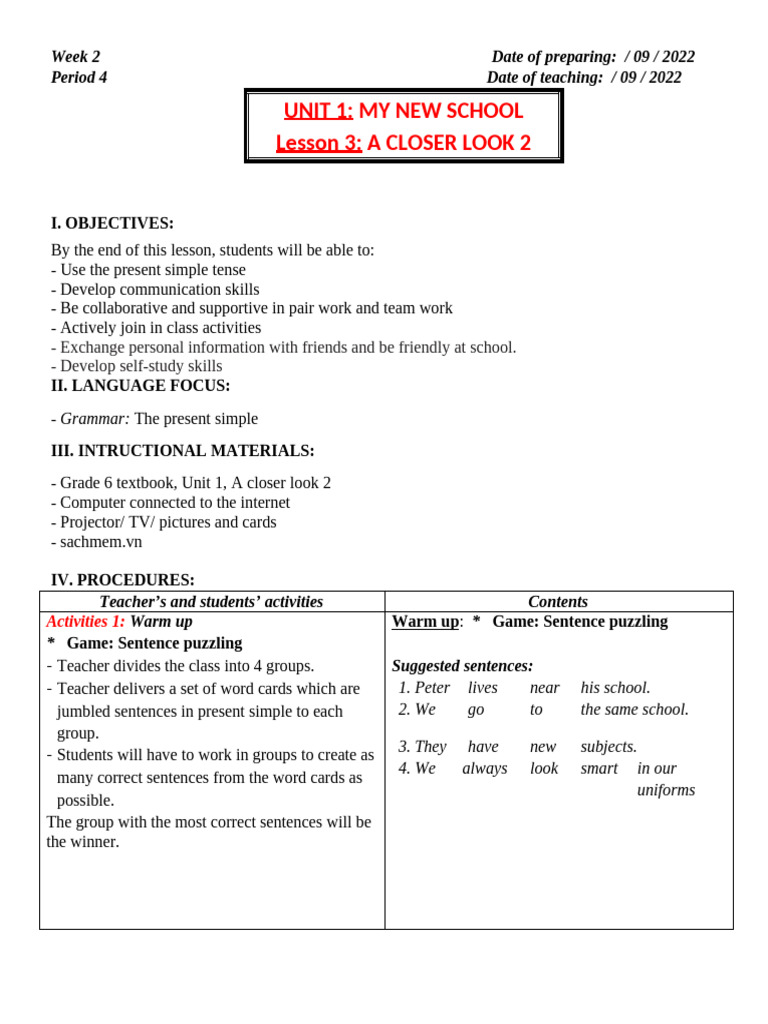 PERIOD 4 - UNIT 1 A CLOSER LOOK 2 | PDF | Adverb | Languages