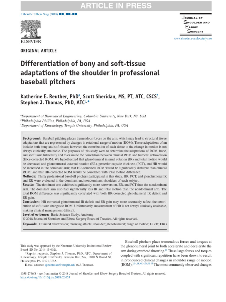 Differntiation of Bony and Soft-Tissue Adaptations of The Shoulder in ...