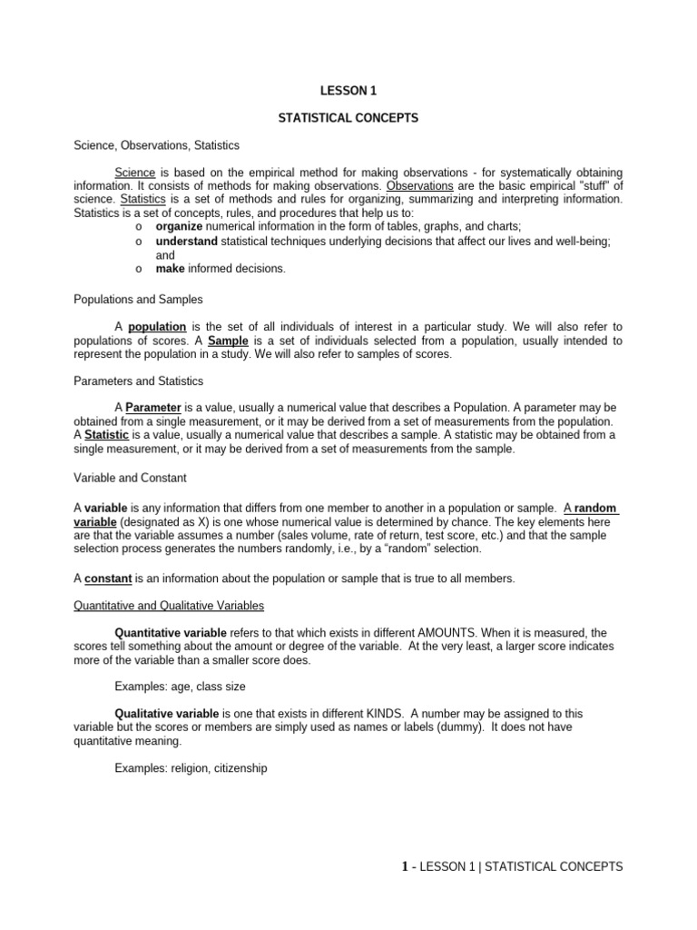 Understanding Statistical Concepts | PDF | Level Of Measurement ...