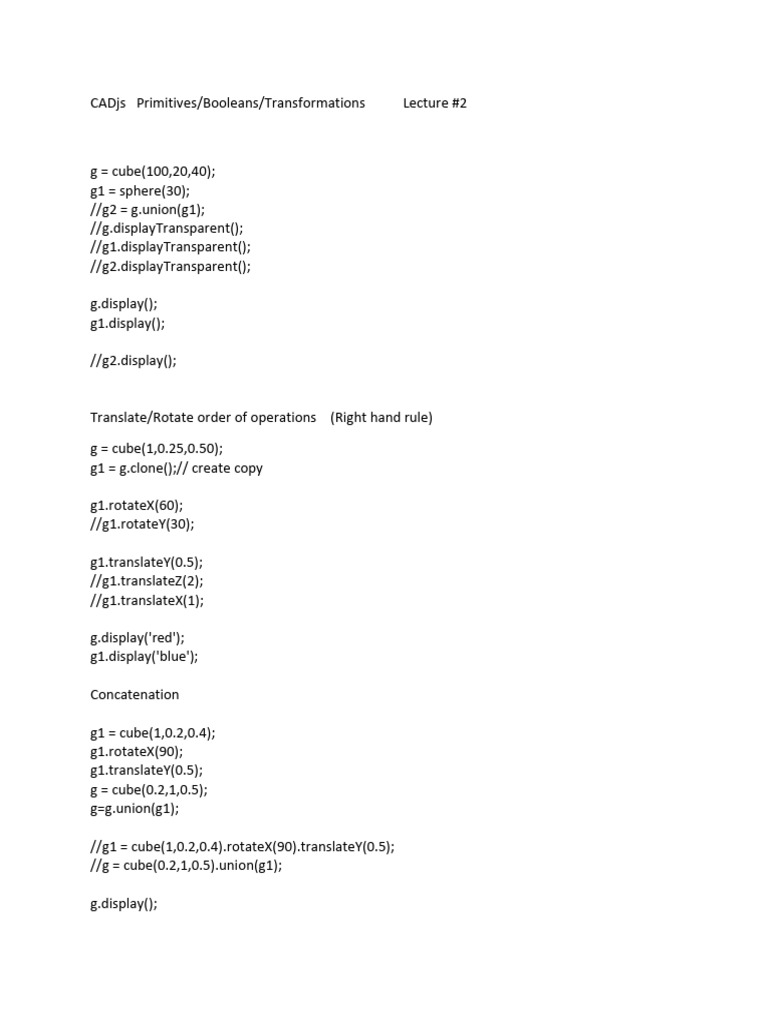 CADjs: Primitives and Transformations | PDF