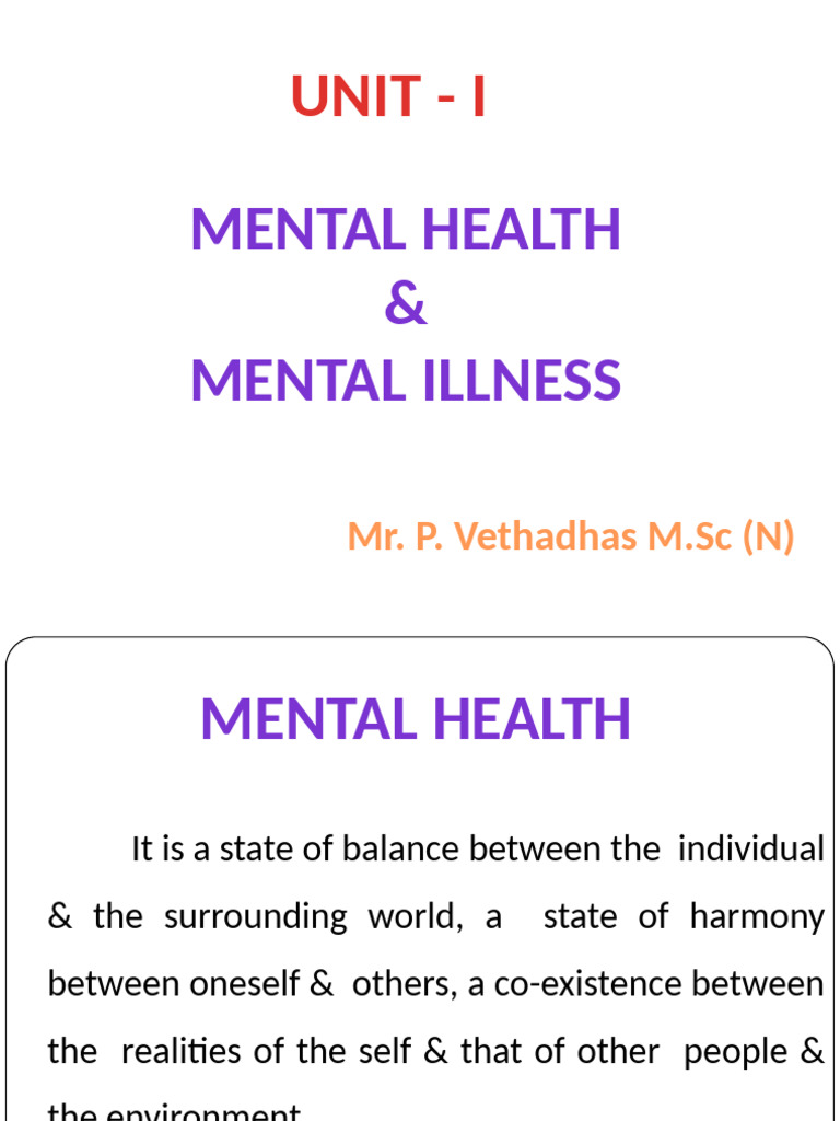 Understanding Mental Health & Illness | PDF | Mental Disorder | Mental ...