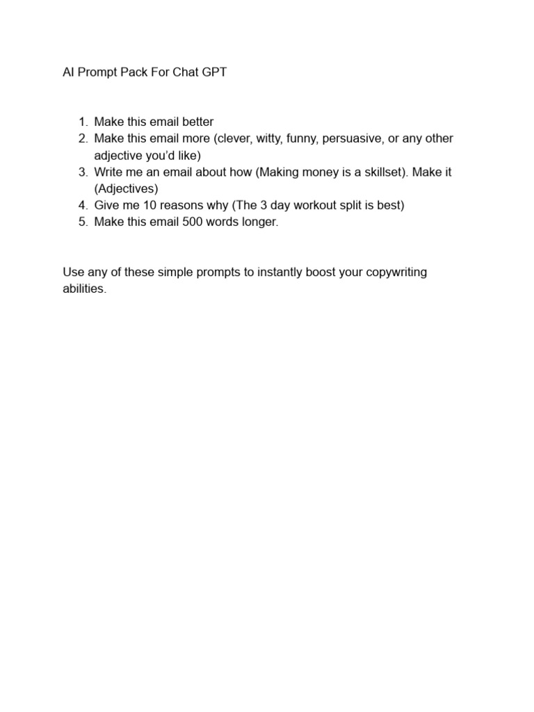 AI Prompt Pack for Chat GPT (1) | PDF