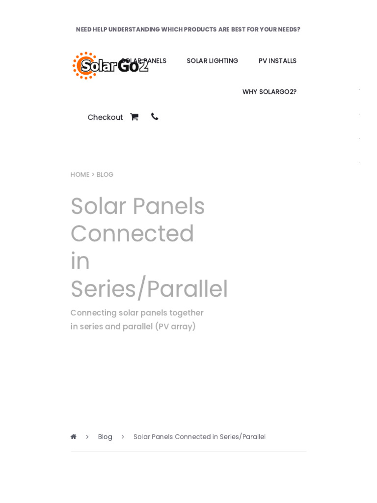Connecting Solar Panels: Series vs Parallel | PDF | Photovoltaics ...