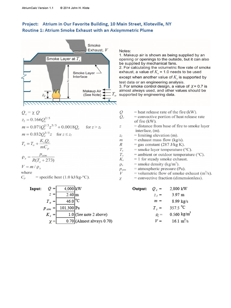 Atrium Smoke Exhaust Calculation Results | PDF