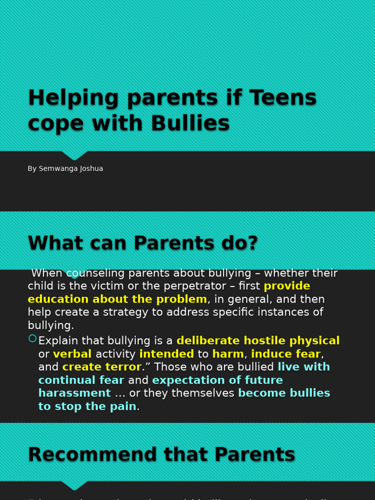 Parent Strategies for Teen Bullying | PDF | Bullying | Adolescence