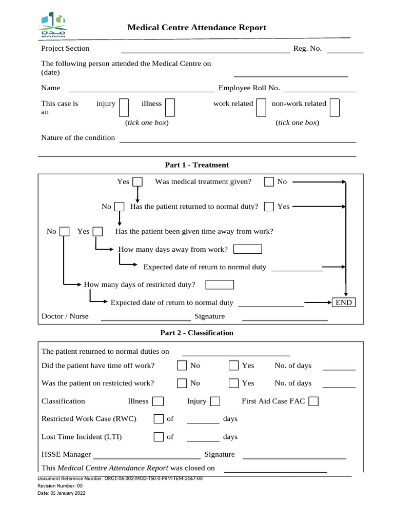 15 - Medical Centre Attendance Report - OHS MOD R 23 | PDF