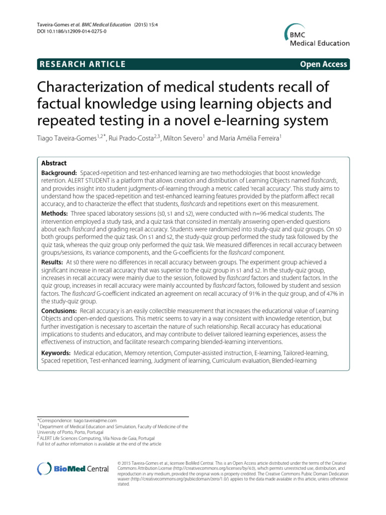 2014 Article 275 | PDF | Learning | Recall (Memory)