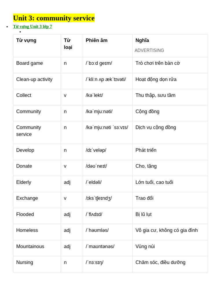 Unit 3. Community Service | PDF