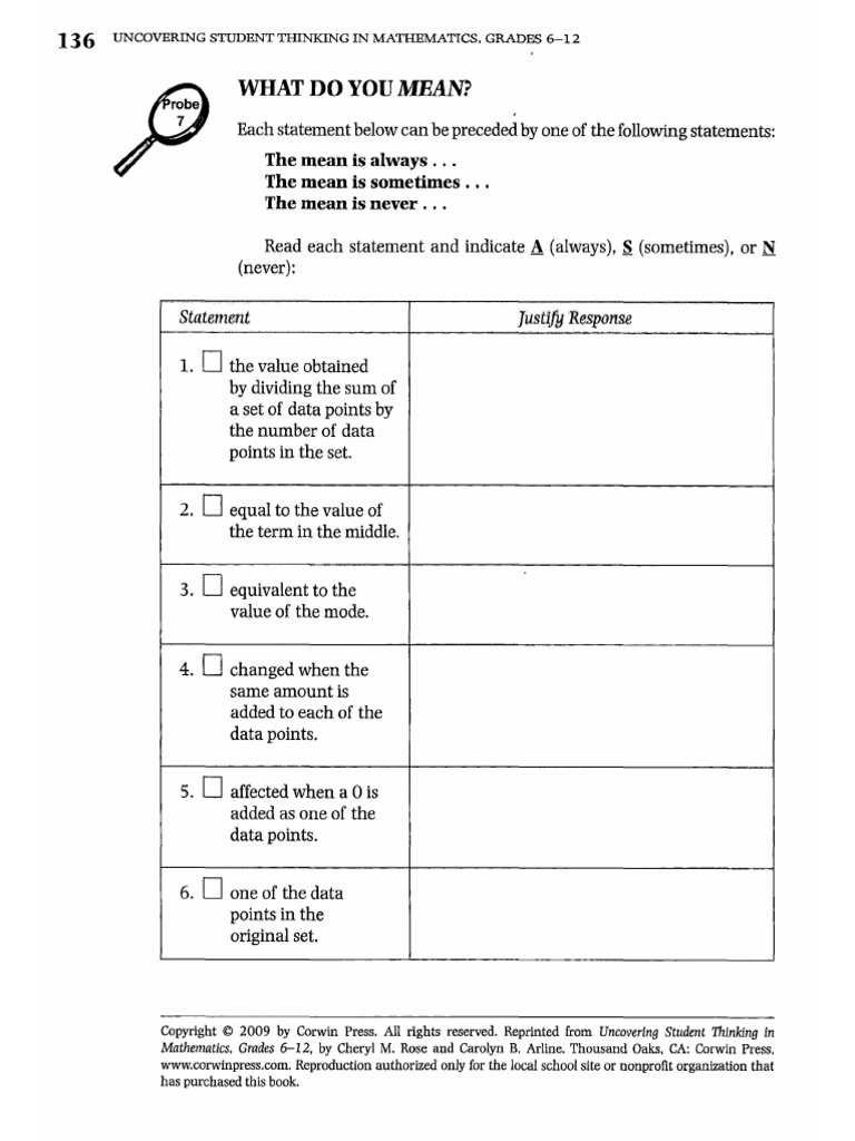 Rose 2009 Uncovering Student Thinking in Mathematics | PDF