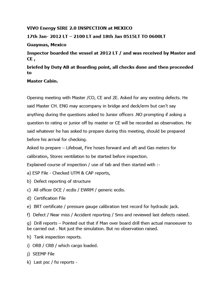 Sire 2.0 Inspection Mexico | PDF