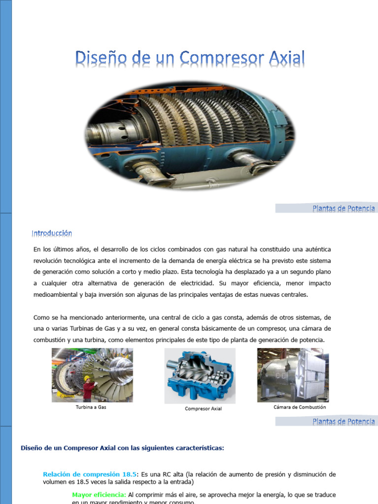 Diseño y Eficiencia de Compresores Axiales | PDF | Turbina | Aleación