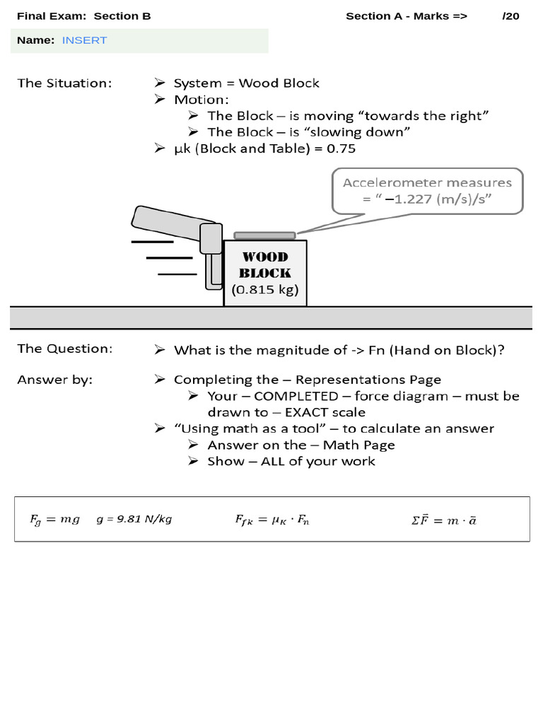 Final Exam Section B: Physics Concepts | PDF