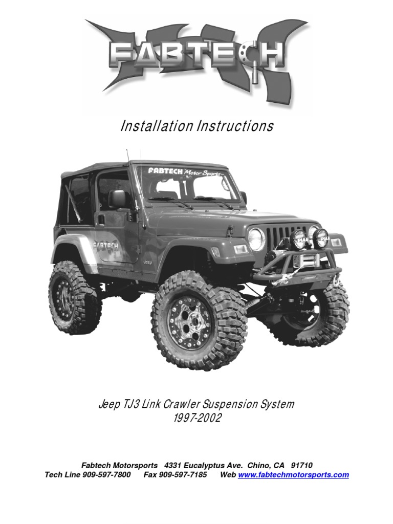 Fabtech Crawler Suspension Install PDF Suspension (Vehicle) Nut