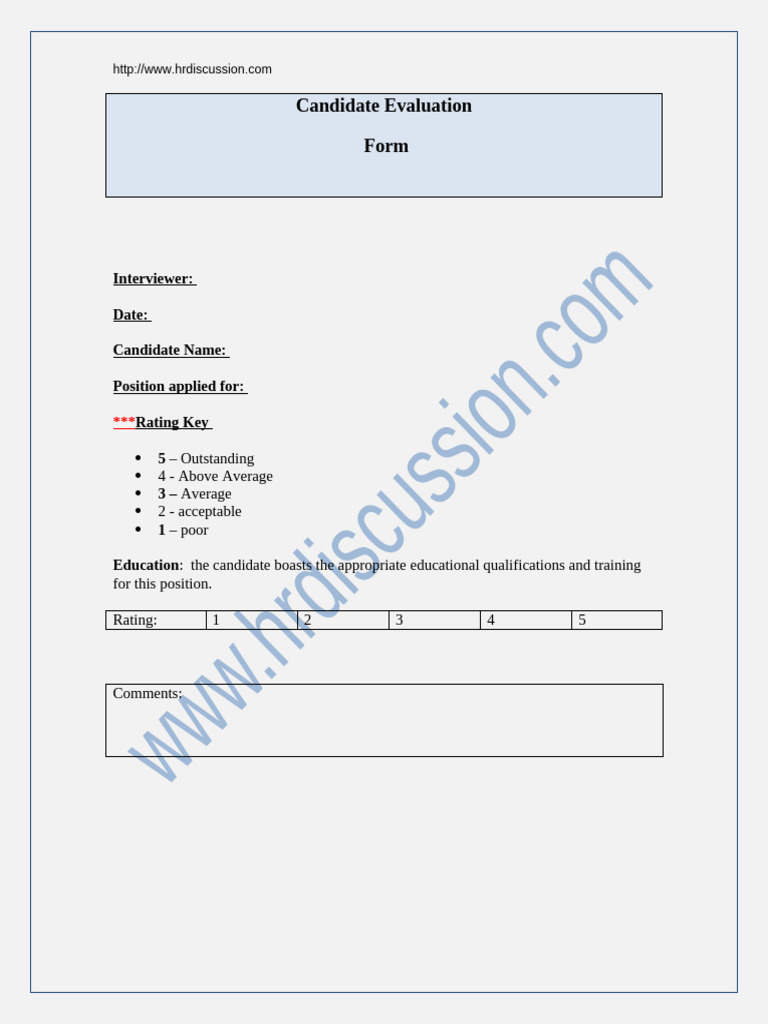 Candidate Evaluation Form | PDF | Communication | Human Communication